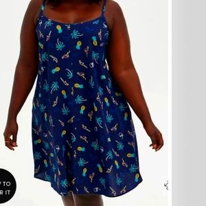 Torrid Tropical Parrot Flamingo Pineapple Sundress with pockets Size 2X